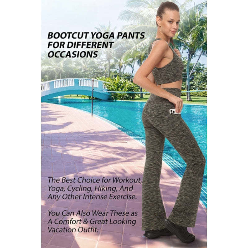 Women's Pattern Bootcut Leg Yoga Pants High Waist Leggings-Legletic