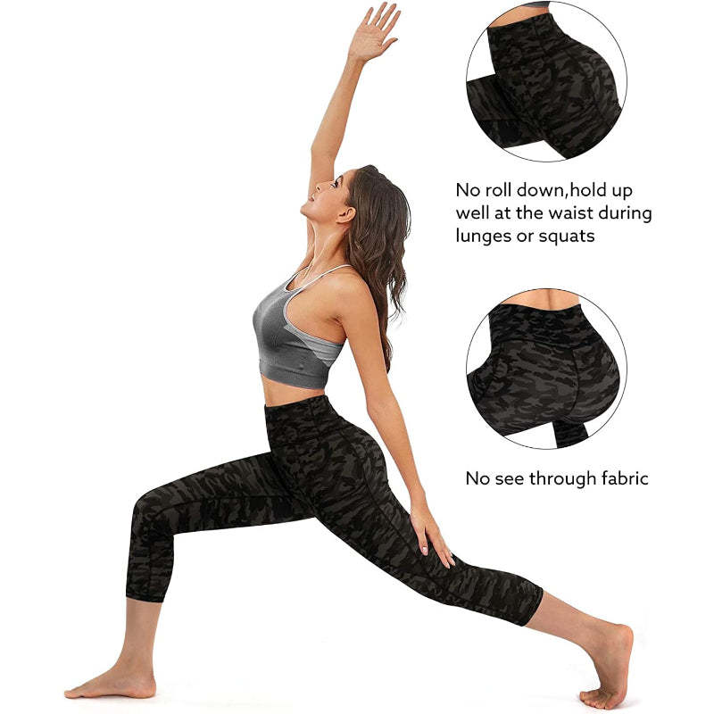 Women's High Waist Capri Yoga Pants Workout Leggings with Pockets For Tummy Control-Legletic