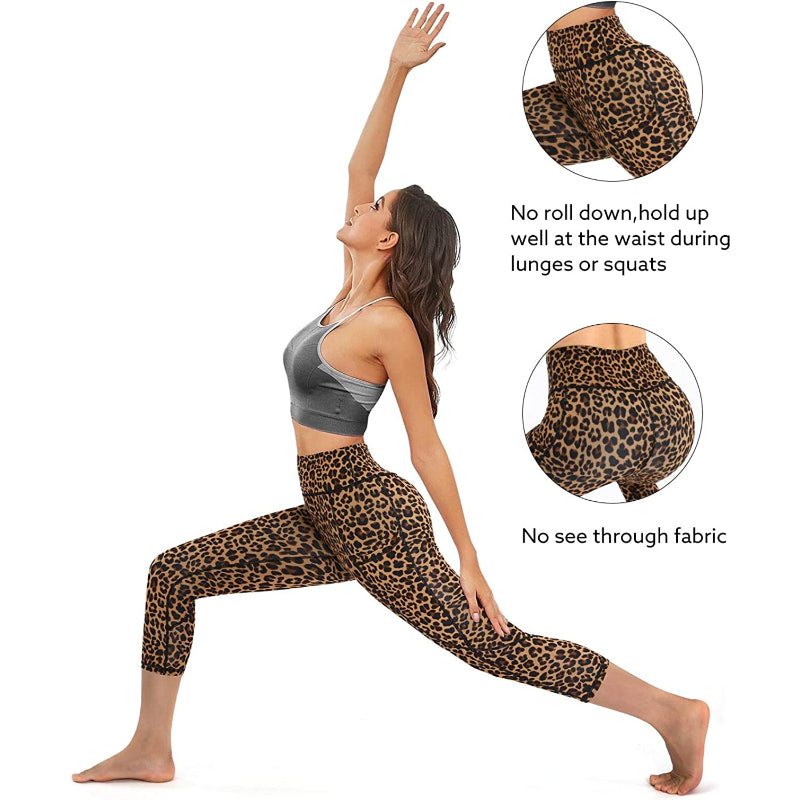 Women's High Waist Capri Yoga Pants Workout Leggings with Pockets For Tummy Control-Legletic