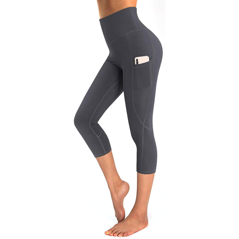 Women's High Waist Capri Yoga Pants Workout Leggings with Pockets For Tummy Control-Legletic