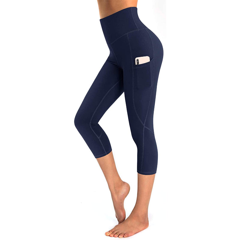 Women's High Waist Capri Yoga Pants Workout Leggings with Pockets For Tummy Control-Legletic