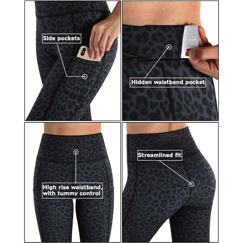 Women's High Waist Capri Yoga Pants Workout Leggings with Pockets For Tummy Control-Legletic