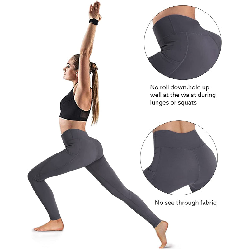 Women's High Waist Yoga Pants Workout Leggings with Pockets For Tummy Control-Legletic