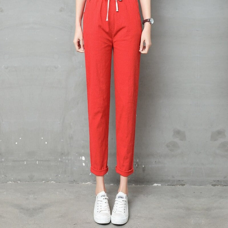 Summer Cotton Linen Wide Leg Harem Trousers-Legletic