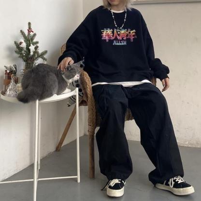 Baggy Black Cargo Pants For Men-Legletic