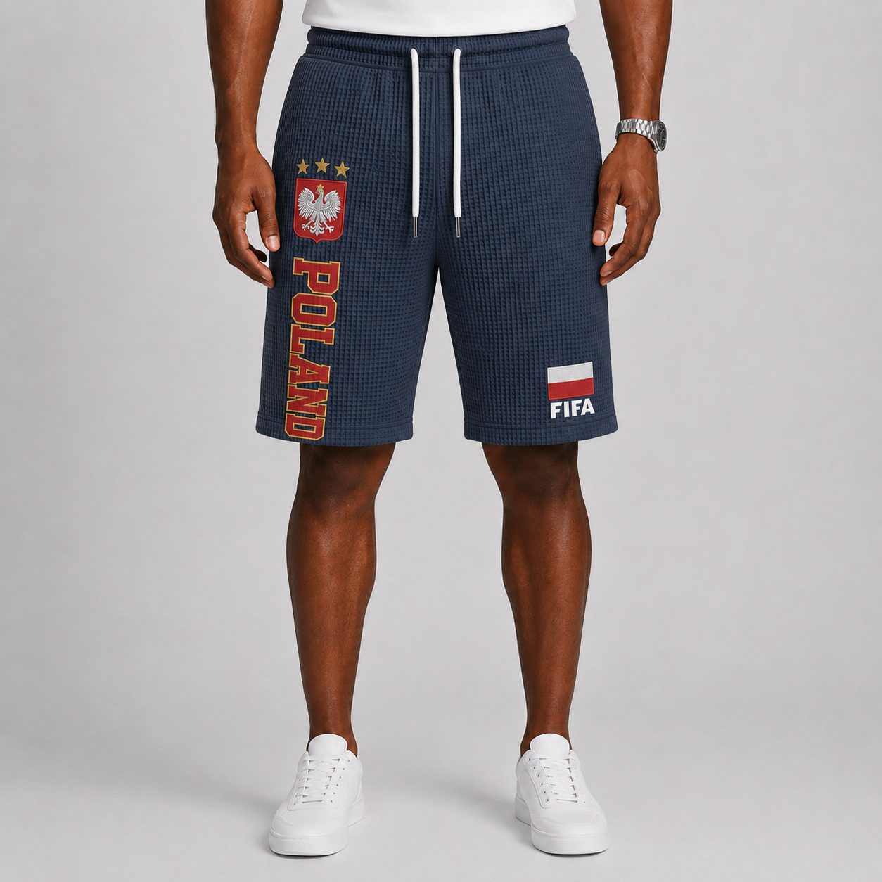 FIFA 2026 Poland Printed Waffle Football Fan Shorts