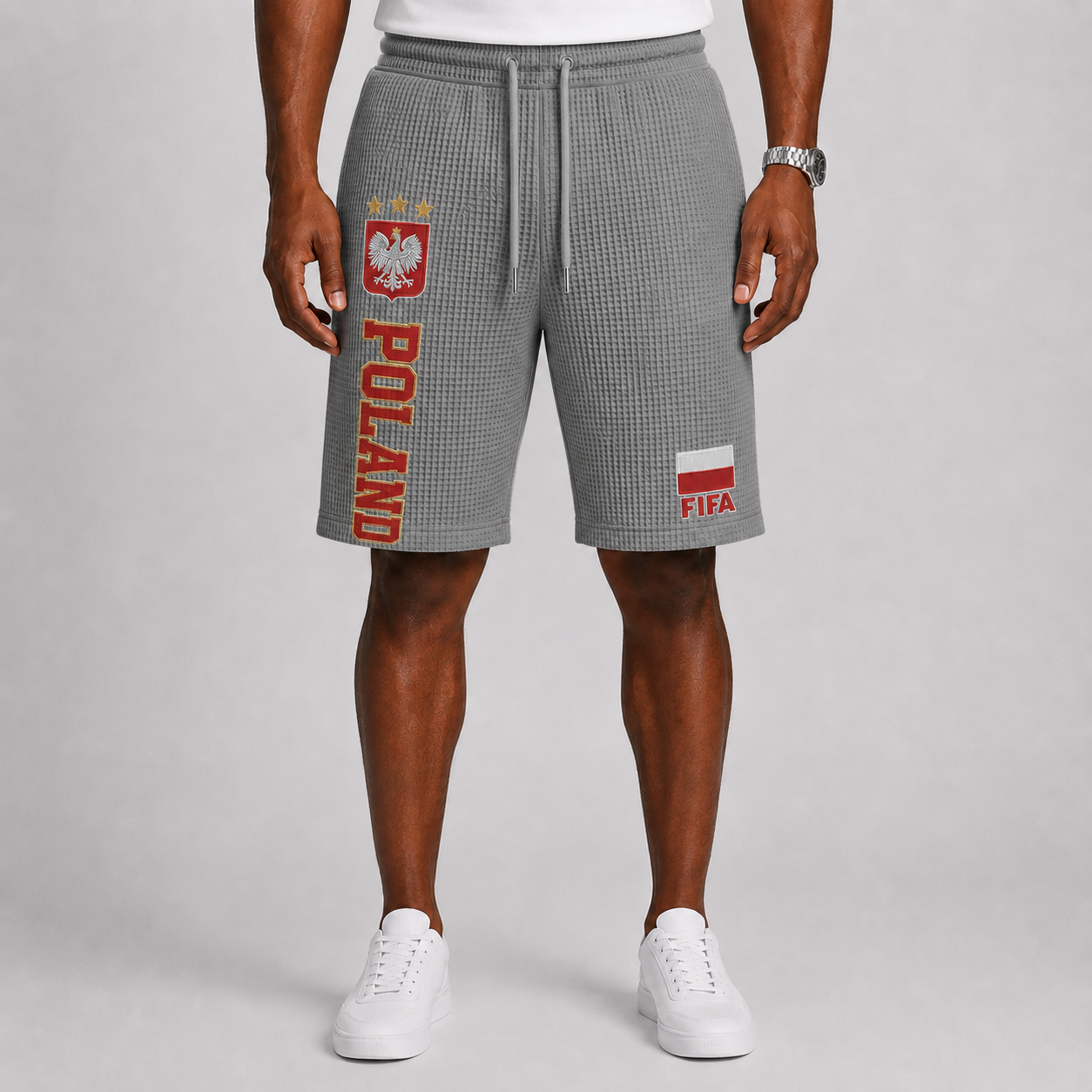 FIFA 2026 Poland Printed Waffle Football Fan Shorts