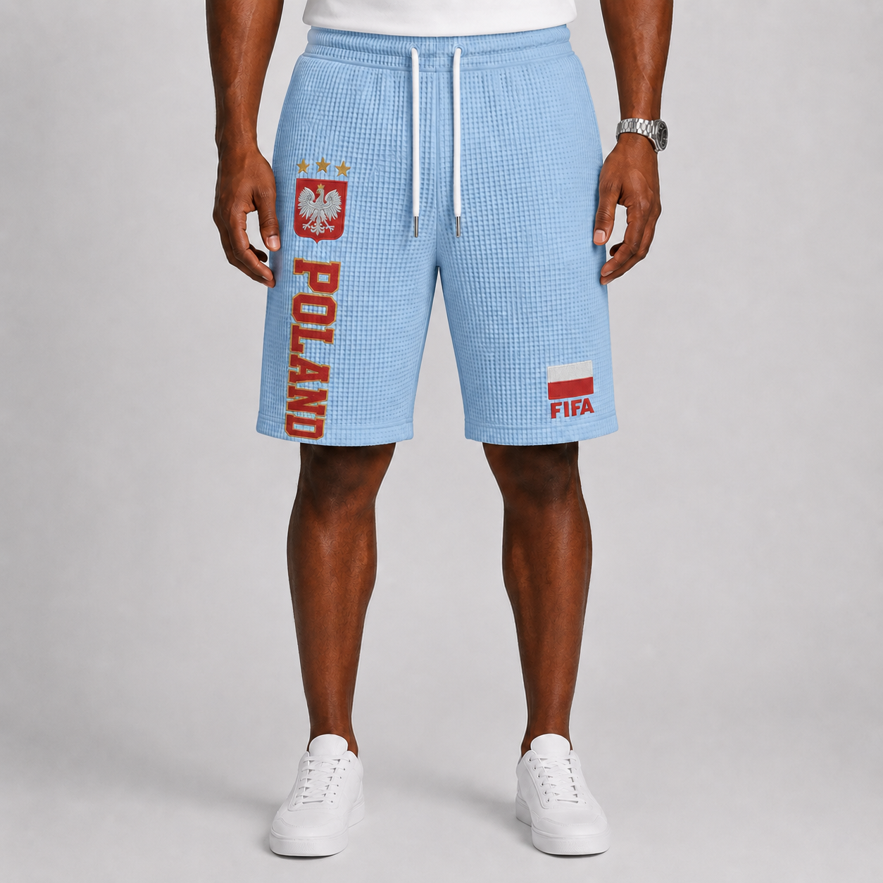 FIFA 2026 Poland Printed Waffle Football Fan Shorts