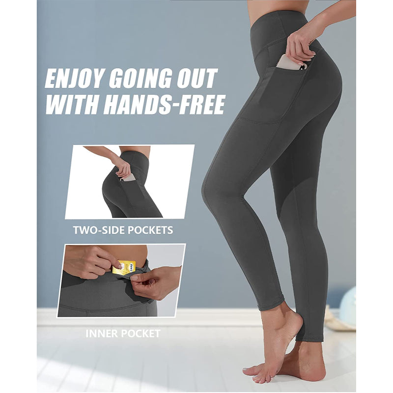 Yoga Pants for Women, High Waisted Leggings With Pockets, Tummy Control Non See Through Workout Pants-Legletic