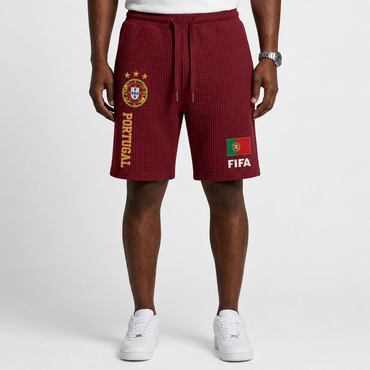 FIFA 2026 Portugal Printed Waffle Football Fan Shorts