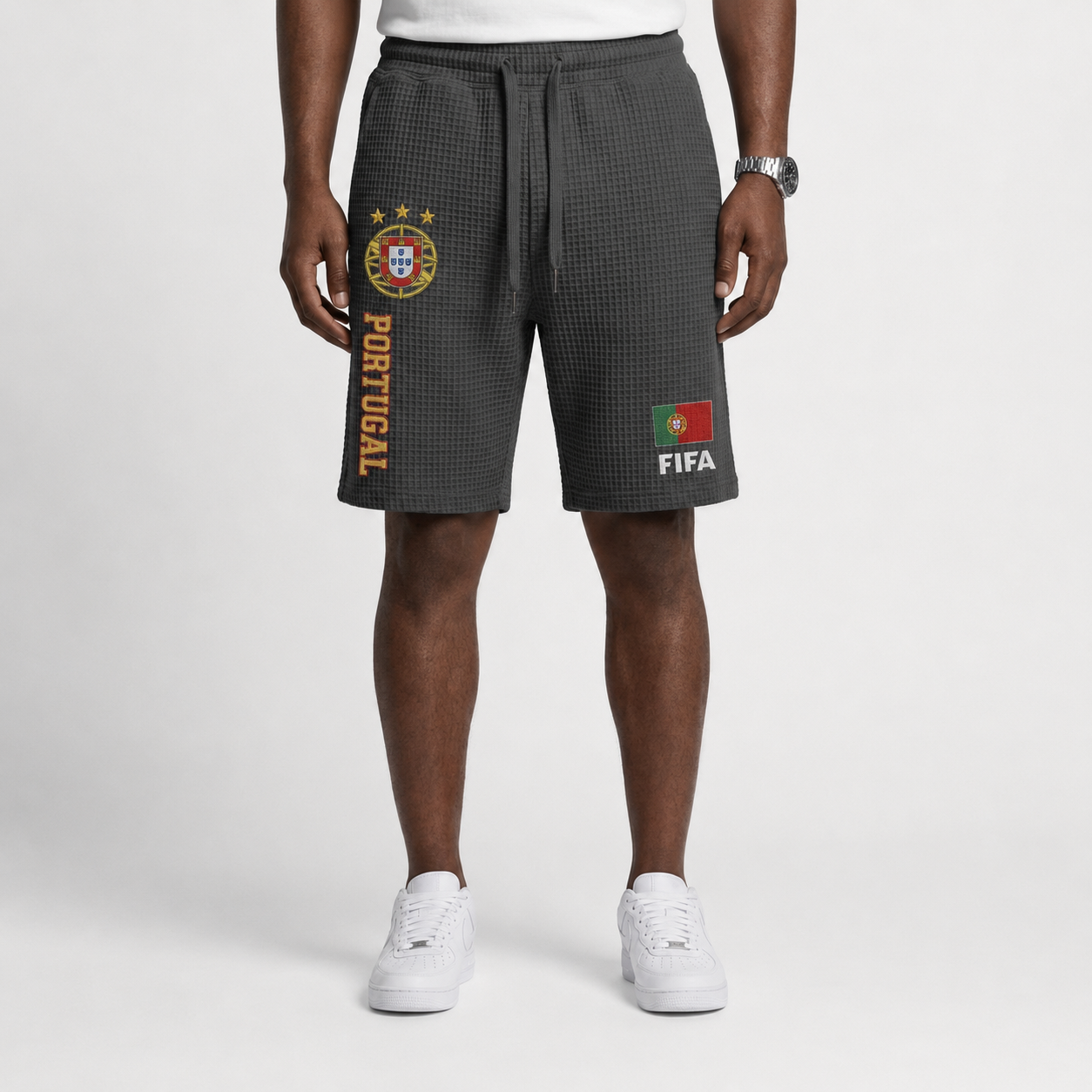FIFA 2026 Portugal Printed Waffle Football Fan Shorts