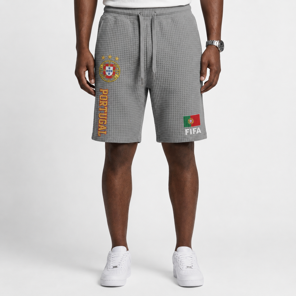 FIFA 2026 Portugal Printed Waffle Football Fan Shorts