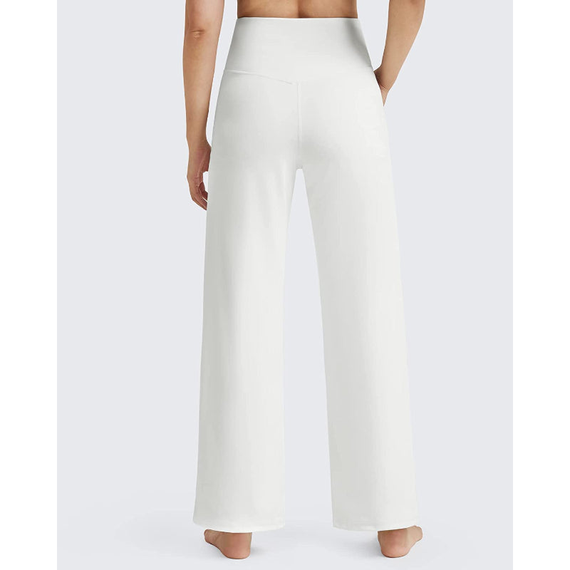 Women Wide Leg Yoga Pants High Waist Stretch Workout Sweatpants With Pockets Casual Straight Leg Pants-Legletic