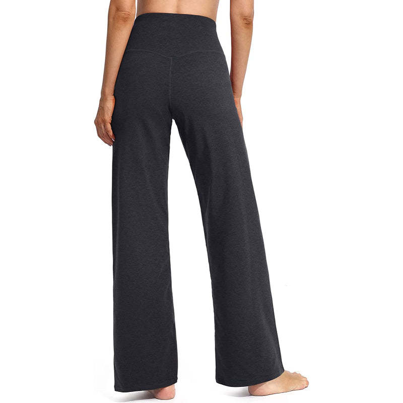 Women Wide Leg Yoga Pants High Waist Stretch Workout Sweatpants With Pockets Casual Straight Leg Pants-Legletic
