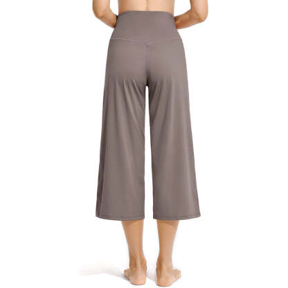 Women Wide Leg Yoga Capri High Waist Stretch Workout Sweatpants With Pockets Casual Straight Leg Pants-Legletic