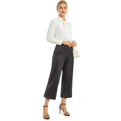 Women Wide Leg Yoga Capri High Waist Stretch Workout Sweatpants With Pockets Casual Straight Leg Pants-Legletic