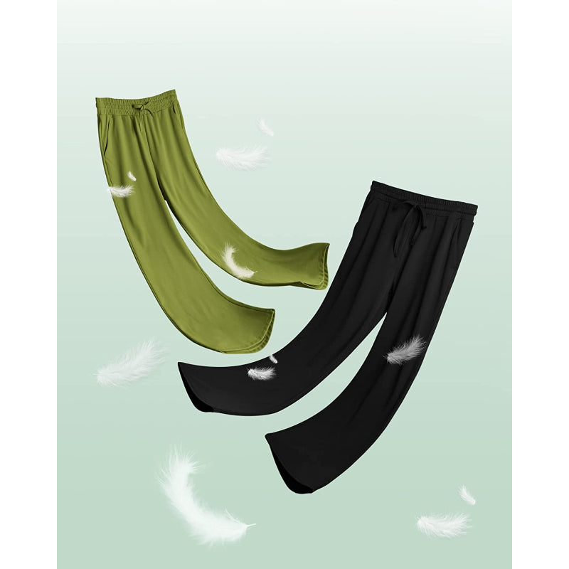 Women Wide Leg Yoga Capri High Waist Stretch Workout Sweatpants With Drawstrings Leg Pants-Legletic