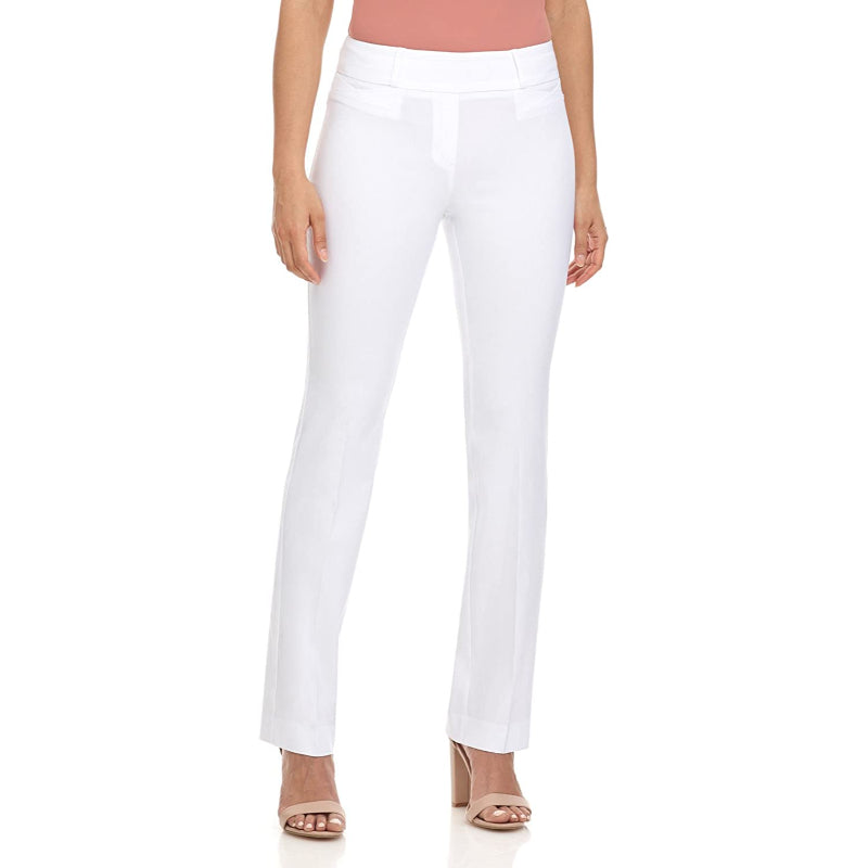 Women's Solid Ease In To Comfort Fit Barely Bootcut Stretch Pants-Legletic
