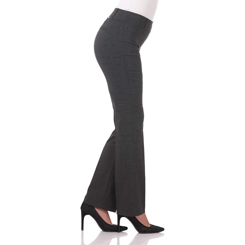 Women's Solid Ease In To Comfort Fit Barely Bootcut Stretch Pants-Legletic