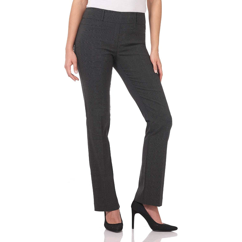 Women's Solid Ease In To Comfort Fit Barely Bootcut Stretch Pants-Legletic