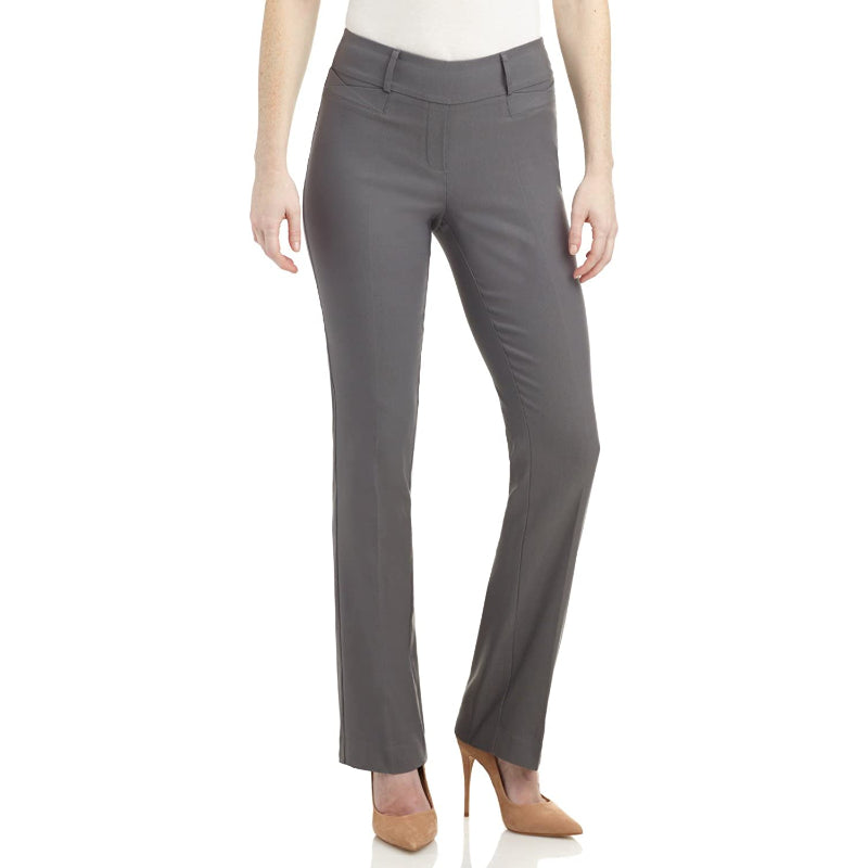 Women's Solid Ease In To Comfort Fit Barely Bootcut Stretch Pants-Legletic