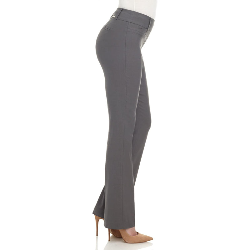Women's Solid Ease In To Comfort Fit Barely Bootcut Stretch Pants-Legletic