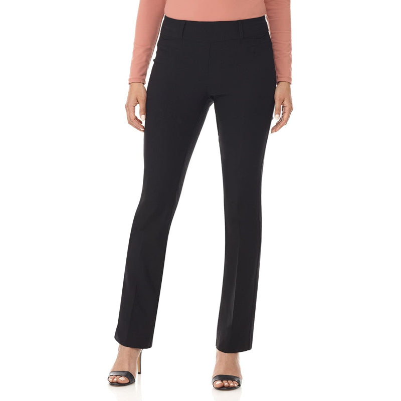 Women's Solid Ease In To Comfort Fit Barely Bootcut Stretch Pants-Legletic