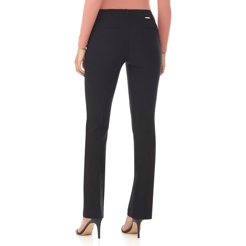 Women's Solid Ease In To Comfort Fit Barely Bootcut Stretch Pants-Legletic