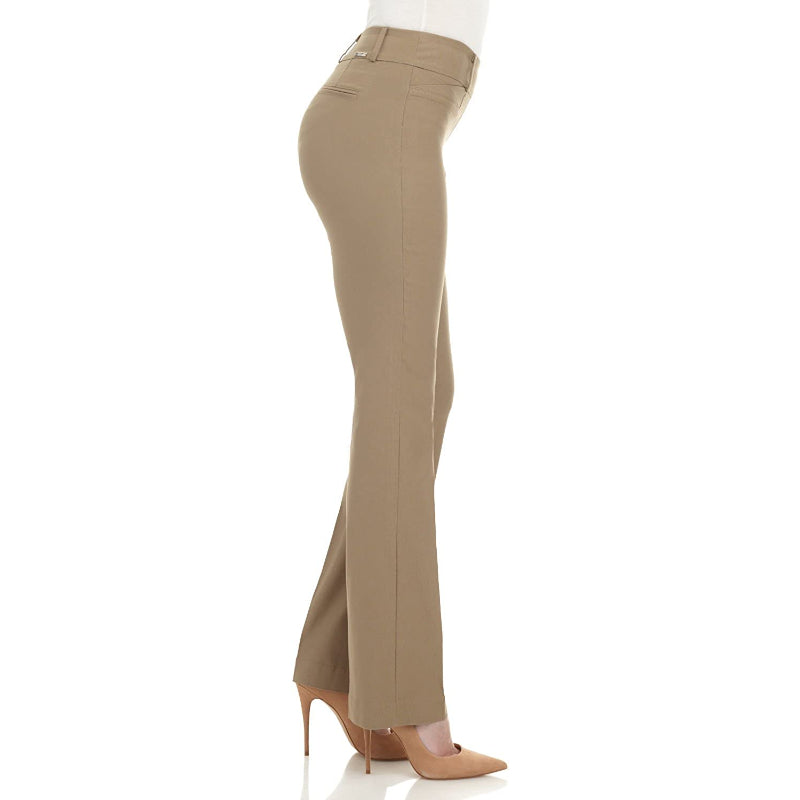 Women's Solid Ease In To Comfort Fit Bootcut Stretch Pant With Pull On-Legletic