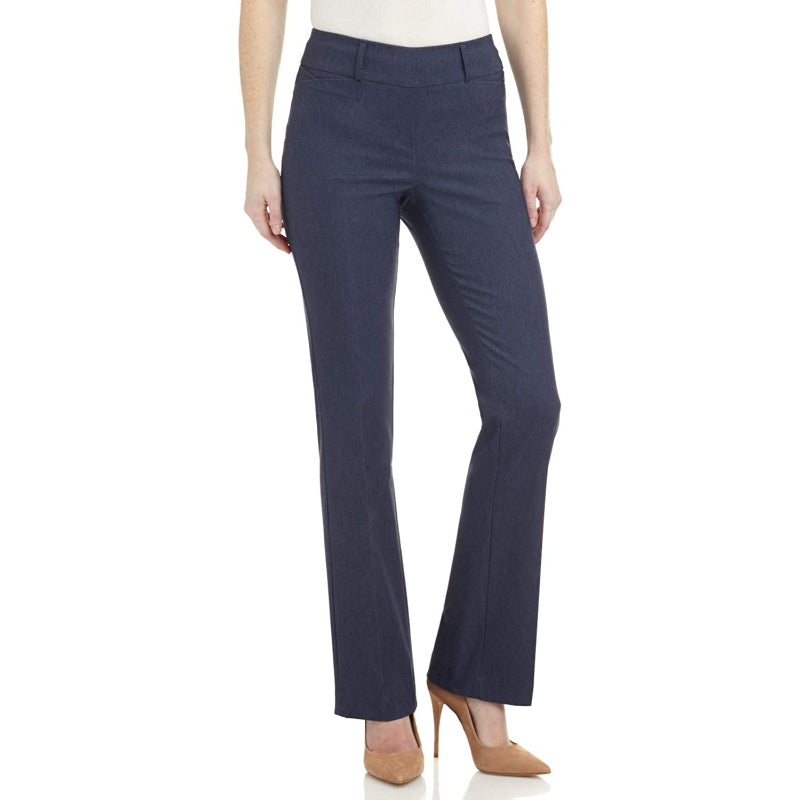 Women's Solid Ease In To Comfort Fit Bootcut Stretch Pant With Pull On-Legletic