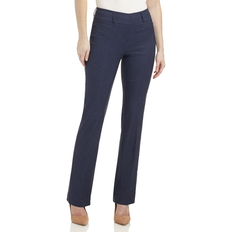 Women's Solid Ease In To Comfort Fit Bootcut Stretch Pant With Pull On-Legletic