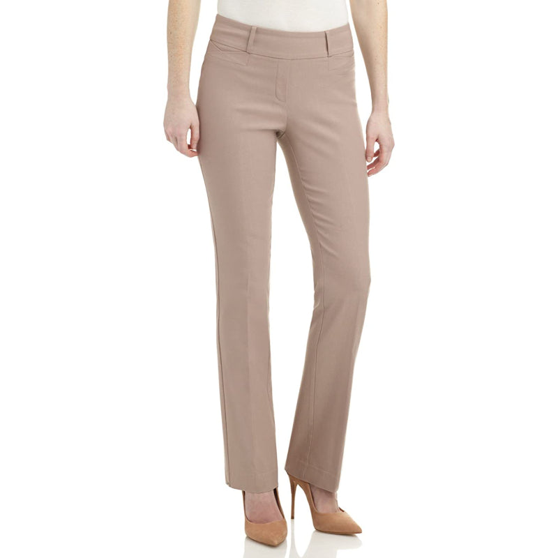 Women's Solid Ease In To Comfort Fit Bootcut Stretch Pant With Pull On-Legletic