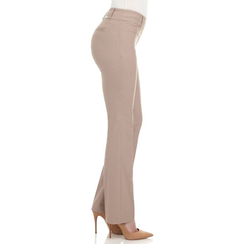 Women's Solid Ease In To Comfort Fit Bootcut Stretch Pant With Pull On-Legletic