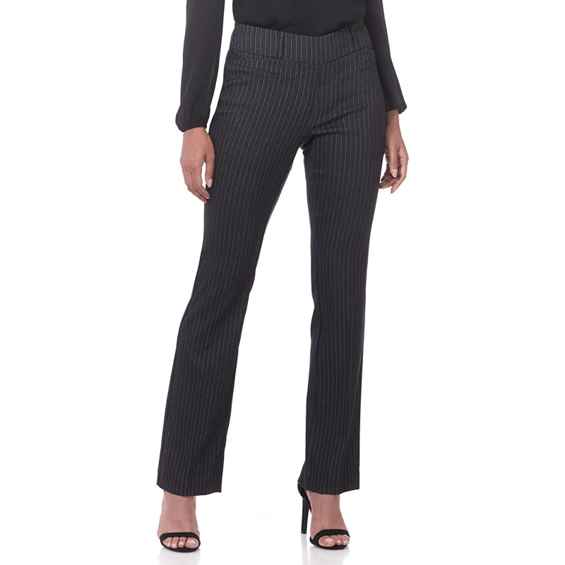 Women's Solid Ease In To Comfort Fit Bootcut Stretch Pant With Pull On-Legletic