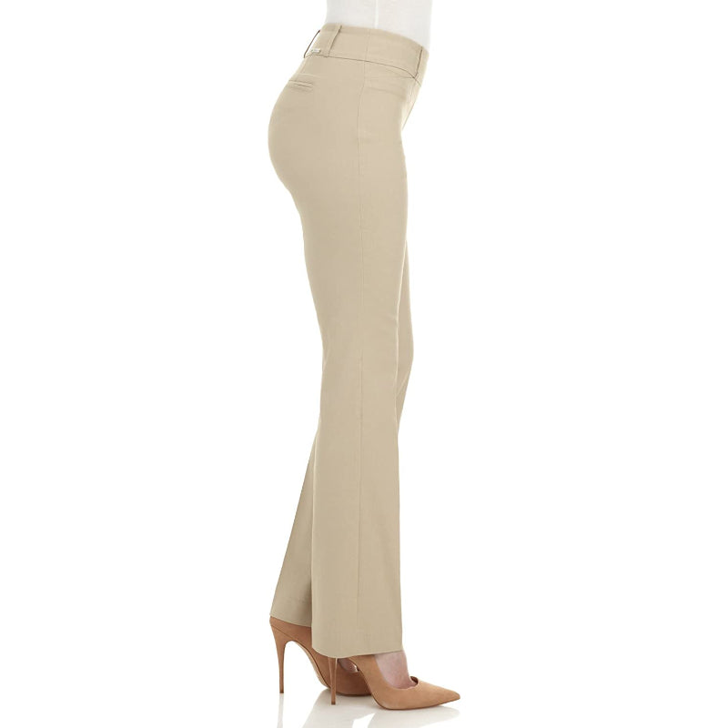 Multicolor Women's Solid Ease In To Comfort Fit Bootcut Stretch Pant With Pull On-Legletic