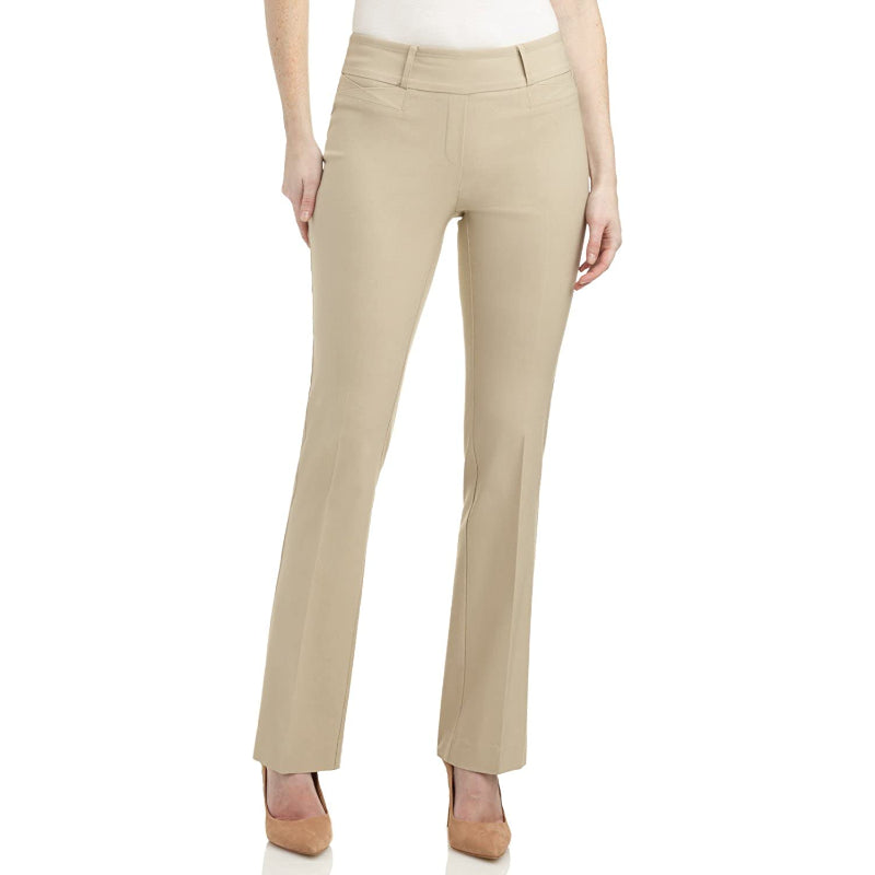 Multicolor Women's Solid Ease In To Comfort Fit Bootcut Stretch Pant With Pull On-Legletic