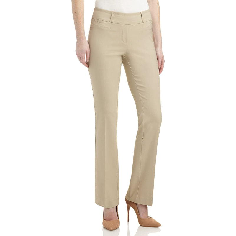 Multicolor Women's Solid Ease In To Comfort Fit Bootcut Stretch Pant With Pull On-Legletic