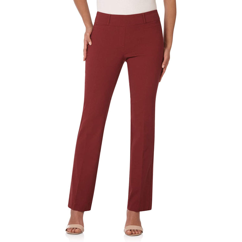 Multicolor Women's Solid Ease In To Comfort Fit Bootcut Stretch Pant With Pull On-Legletic