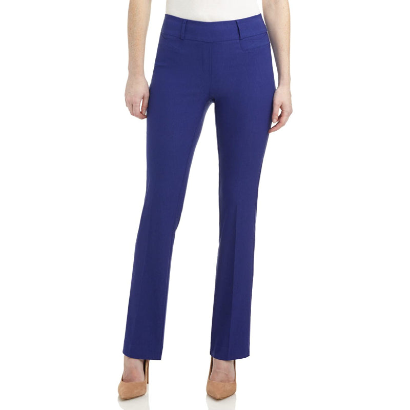 Multicolor Women's Solid Ease In To Comfort Fit Bootcut Stretch Pant With Pull On-Legletic
