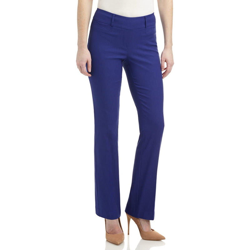 Multicolor Women's Solid Ease In To Comfort Fit Bootcut Stretch Pant With Pull On-Legletic