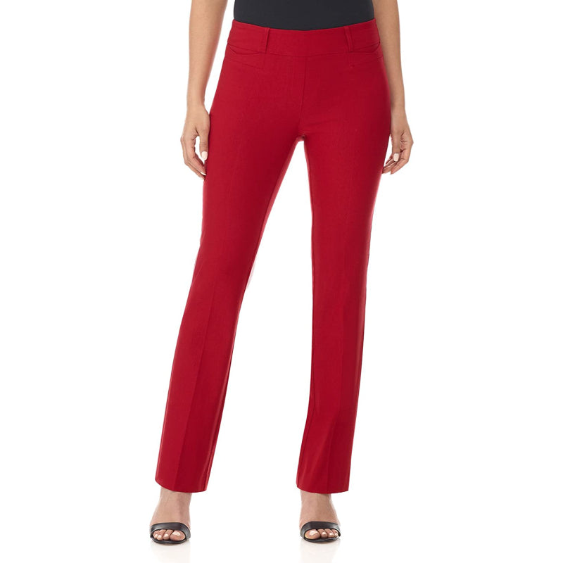 Women's Solid Comfort Fit Bootcut Stretch Pant With Pull On-Legletic