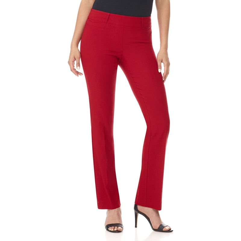 Women's Solid Comfort Fit Bootcut Stretch Pant With Pull On-Legletic