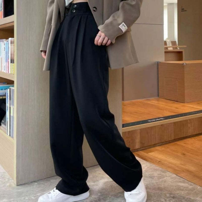 Two Buttons Wide Leg Pants For Women-Legletic