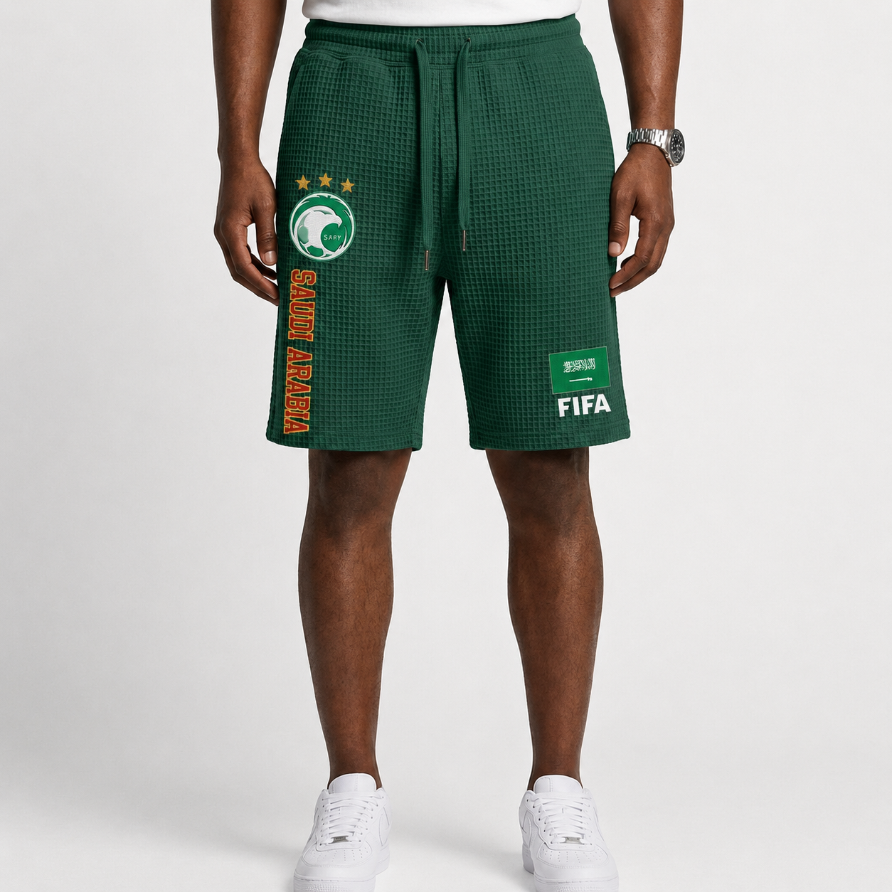 FIFA 2026 Saudi Arabia Printed Waffle Football Fan Shorts