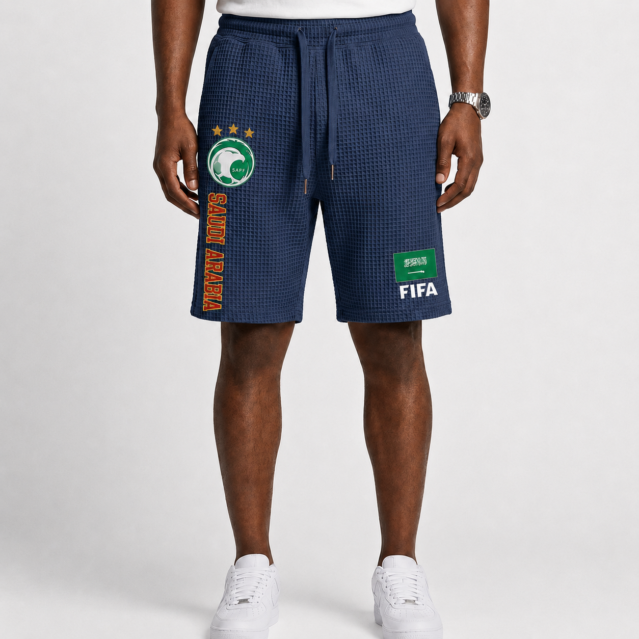 FIFA 2026 Saudi Arabia Printed Waffle Football Fan Shorts