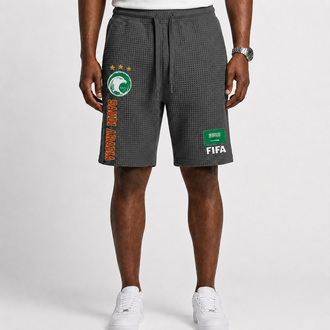 FIFA 2026 Saudi Arabia Printed Waffle Football Fan Shorts