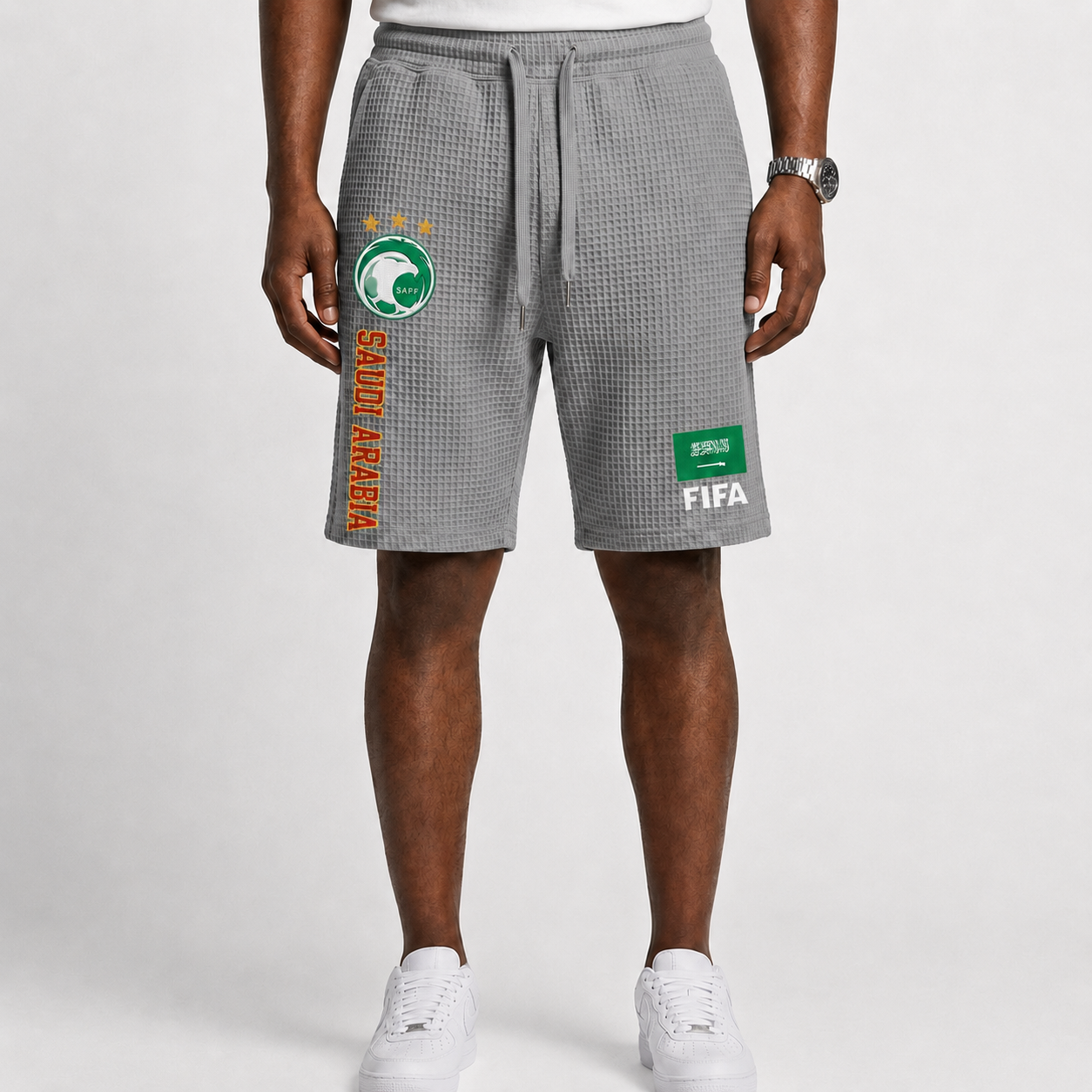 FIFA 2026 Saudi Arabia Printed Waffle Football Fan Shorts
