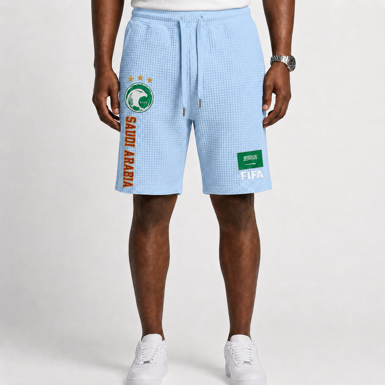 FIFA 2026 Saudi Arabia Printed Waffle Football Fan Shorts