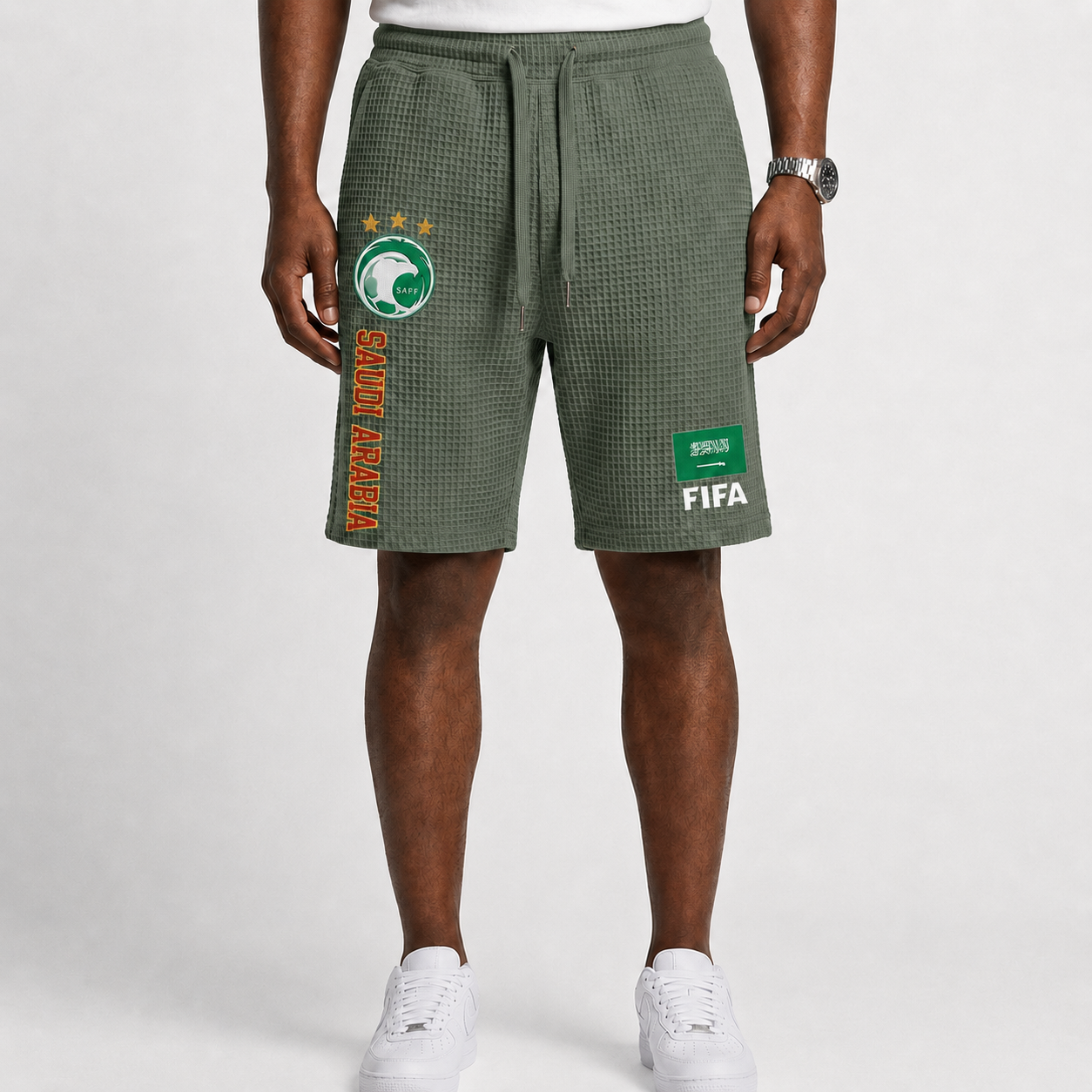 FIFA 2026 Saudi Arabia Printed Waffle Football Fan Shorts
