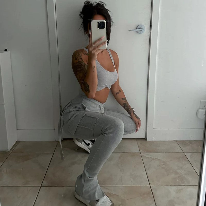 Stylish Solid Color Cargo Pants-Legletic